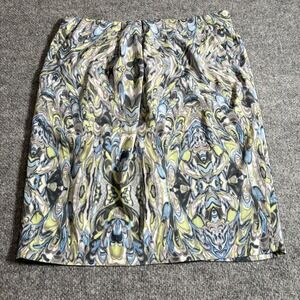 Ellen Tracy Pencil Skirt Womens 10 Blue Green Abstract Pattern